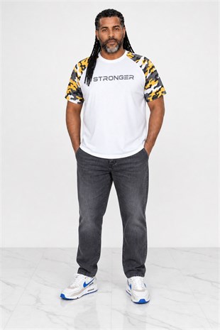 Starbattal Büyük Beden Raglan Sleeve Camouflage Erkek Tişört 23146 HARDAL