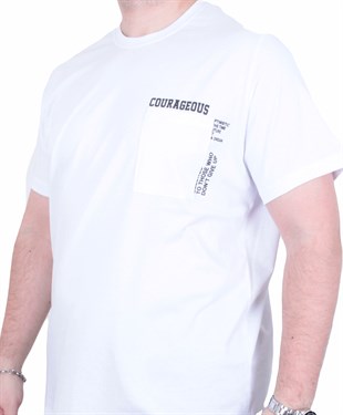 Starbattal Erkek Büyük Beden Sıfır Yaka Tişört Courageous 26146 BEYAZ