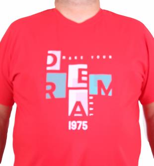 Starbattal Erkek Büyük Beden Sıfır Yaka Tişört Dream 25183 KIRMIZI