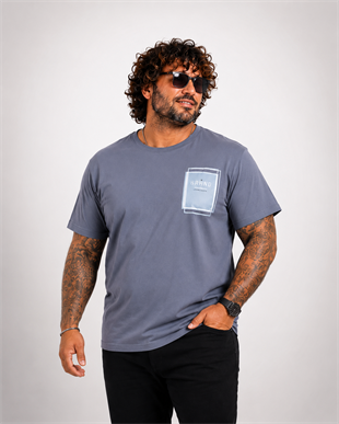 Starbattal Erkek Büyük Beden Sıfır Yaka Tişört Bnhnp 26157 FUME