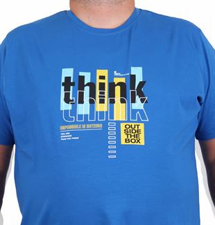Starbattal Erkek Büyük Beden Sıfır Yaka Tişört Think 25184 SAKS