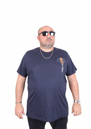 Starbattal Erkek Büyük Beden Sıfır Yaka Tişört Forget To Rules 25156 LACIVERT