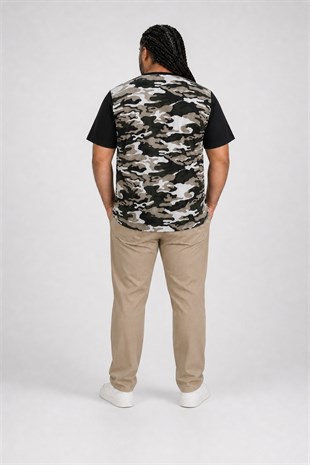 Starbattal Büyük Beden Shoulder Line Camouflage Erkek Tişört 23147 HAKI