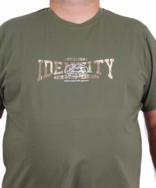 Starbattal Erkek Büyük Beden Sıfır Yaka Tişört Identity 25189 HAKI