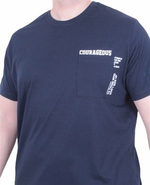Starbattal Erkek Büyük Beden Sıfır Yaka Tişört Courageous 26146 LACIVERT