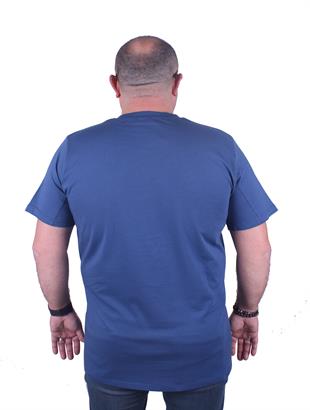 Starbattal Büyük Beden Erkek Sıfır Yaka Tişört No Gain 23126 INDIGO