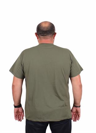 Starbattal Erkek Büyük Beden Sıfır Yaka Tişört Alive 25187 HAKI