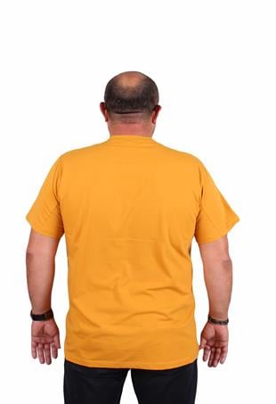 Starbattal Erkek Büyük Beden Sıfır Yaka Tişört Lets Do It 25186 HARDAL