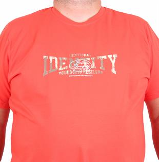 Starbattal Erkek Büyük Beden Sıfır Yaka Tişört Identity 25189 Nar Çiçeği