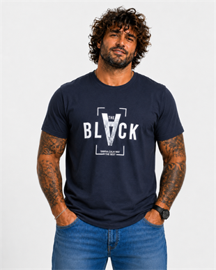 Starbattal Erkek Büyük Beden Sıfır Yaka Tişört Black 26135 LACIVERT