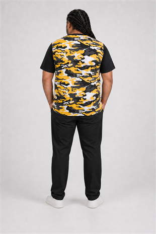Starbattal Büyük Beden Shoulder Line Camouflage Erkek Tişört 23147 HARDAL