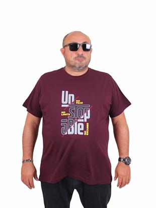 Starbattal Erkek Büyük Beden Sıfır Yaka Tişört Un Stop Able 25181 MURDUM