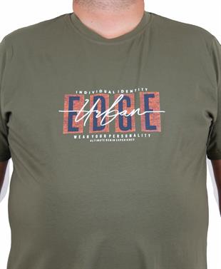 Starbattal Erkek Büyük Beden Sıfır Yaka Tişört Edge 25190 HAKI