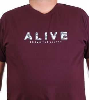 Starbattal Erkek Büyük Beden Sıfır Yaka Tişört Alive 25187 MURDUM