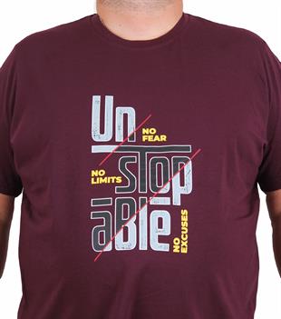 Starbattal Erkek Büyük Beden Sıfır Yaka Tişört Un Stop Able 25181 MURDUM