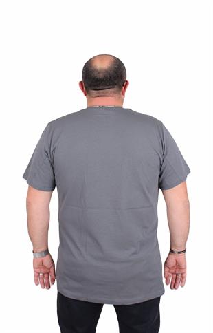 Starbattal Erkek Büyük Beden Sıfır Yaka Tişört Forget To Rules 25156 FUME