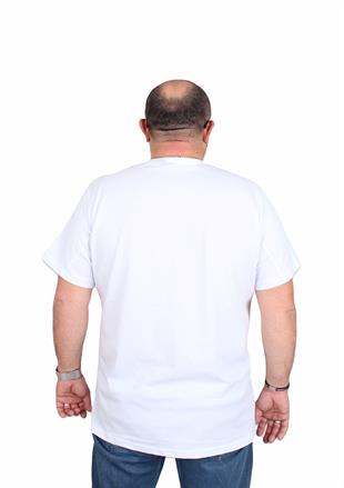 Starbattal Erkek Büyük Beden Sıfır Yaka Tişört Forget To Rules 25156 BEYAZ