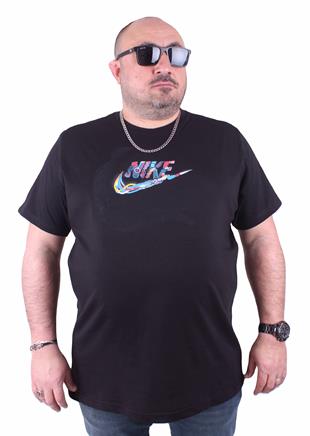 Erkek Büyük Beden Sıfır Yaka Tişört 23168 SIYAH