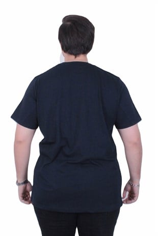 Starbattal Erkek Büyük Beden Sıfır Yaka Tişört Courageous 26146 LACIVERT