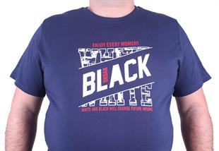 Starbattal Büyük Beden Erkek Baskılı Tişört Black 23127 Marin