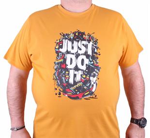 Erkek Büyük Beden Sıfır Yaka Tişört 23166 HARDAL