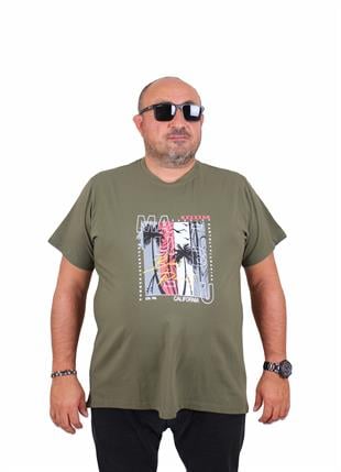 Starbattal Erkek Büyük Beden Sıfır Yaka Tişört Beach Party 25191 HAKI