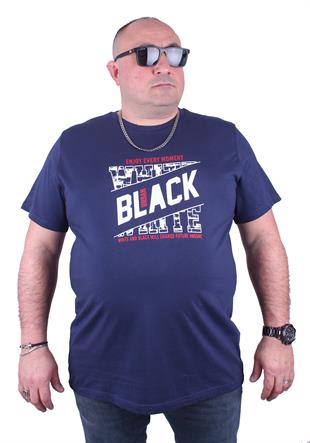 Starbattal Büyük Beden Erkek Baskılı Tişört Black 23127 Marin