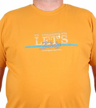 Starbattal Erkek Büyük Beden Sıfır Yaka Tişört Lets Do It 25186 HARDAL