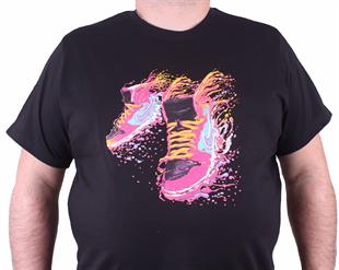 Erkek Büyük Beden Sıfır Yaka Tişört 23170 SIYAH