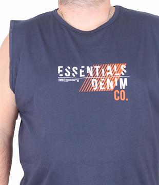 Starbattal Büyük Beden Baskılı Kolsuz Tişört Denim 25154 LACIVERT