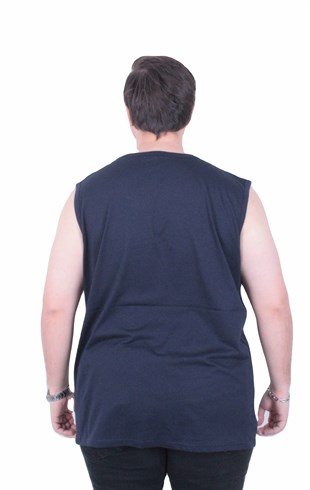 Starbattal Büyük Beden Baskılı Kolsuz Tişört Summer Vıbes 26125 LACIVERT