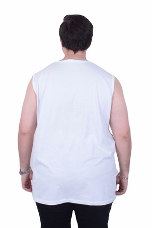 Starbattal Büyük Beden Baskılı Kolsuz Tişört Miami Beach 26126 BEYAZ