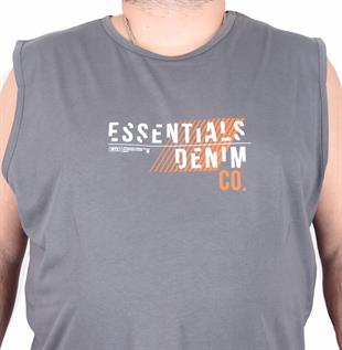 Starbattal Büyük Beden Baskılı Kolsuz Tişört Denim 25154 FUME