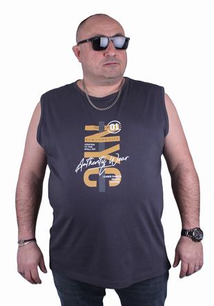 Starbattal Büyük Beden Erkek Baskılı Kolsuz Tişört Nyc 23140 FUME