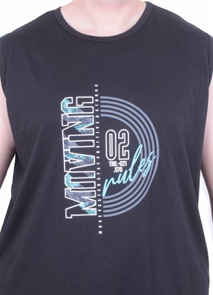 Starbattal Büyük Beden Baskılı Kolsuz Tişört Moving 26122 SIYAH