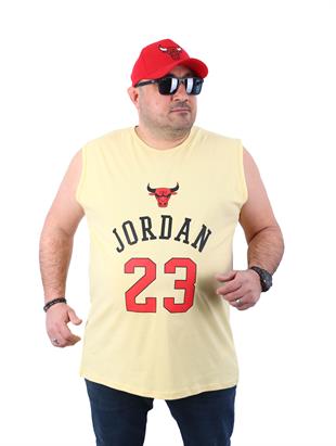 Büyük Beden Erkek Atlet Bisiklet Yaka JRDN Sarı 22135-2 Std