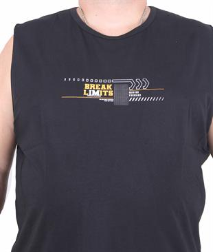 Starbattal Büyük Beden Baskılı Kolsuz Tişört Break Limits 25153 SIYAH