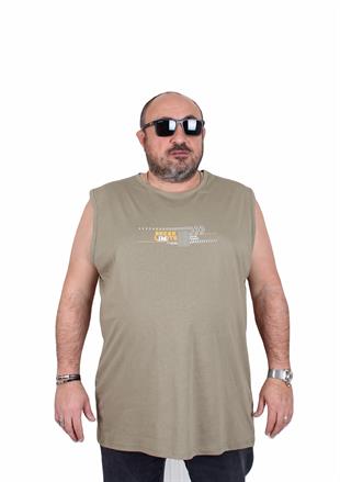 Starbattal Büyük Beden Baskılı Kolsuz Tişört Break Limits 25153 HAKI
