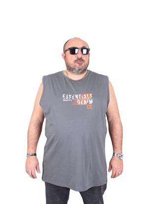 Starbattal Büyük Beden Baskılı Kolsuz Tişört Denim 25154 FUME