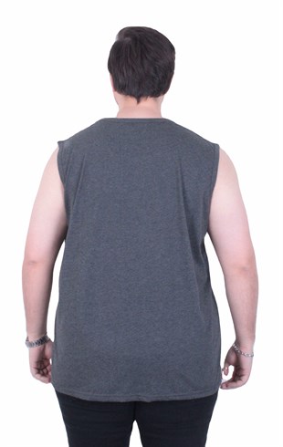 Starbattal Büyük Beden Baskılı Kolsuz Tişört Basketball 26123 ANTRASİT MELANJ