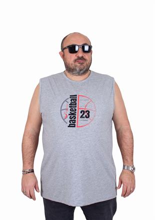 Starbattal Büyük Beden Baskılı Kolsuz Tişört Basketball 25150 ANTRASİT MELANJ