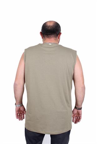 Starbattal Büyük Beden Baskılı Kolsuz Tişört Denim 25154 HAKI