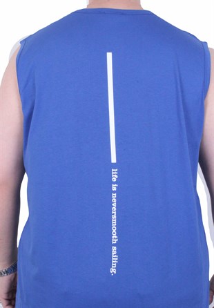 Starbattal Büyük Beden Baskılı Kolsuz Tişört Life is Never 26121 SAKS