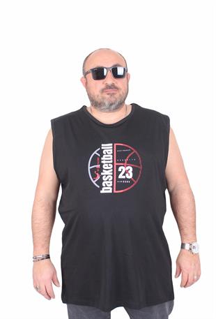 Starbattal Büyük Beden Baskılı Kolsuz Tişört Basketball 25150 SIYAH