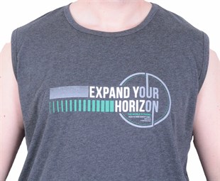 Starbattal Büyük Beden Baskılı Kolsuz Tişört Horizon 26128 ANTRASİT MELANJ