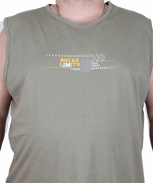 Starbattal Büyük Beden Baskılı Kolsuz Tişört Break Limits 25153 HAKI