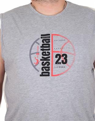 Starbattal Büyük Beden Baskılı Kolsuz Tişört Basketball 25150 ANTRASİT MELANJ