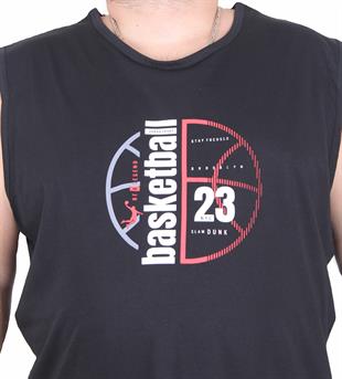 Starbattal Büyük Beden Baskılı Kolsuz Tişört Basketball 25150 SIYAH