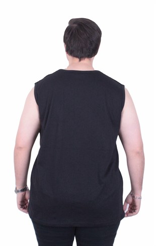 Starbattal Büyük Beden Baskılı Kolsuz Tişört Horizon 26128 SIYAH