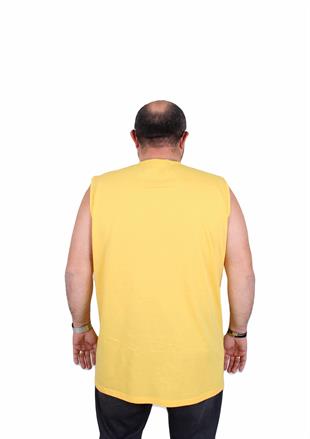 Starbattal Büyük Beden Baskılı Kolsuz Tişört Think Fast Run 25152 SARI